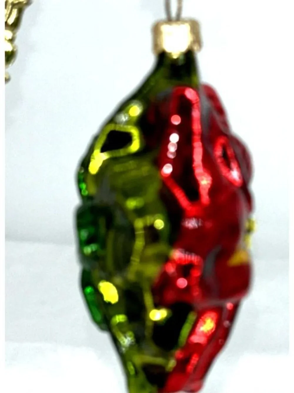 Poinsettia Christmas Ornament Hand Blown Glass 3.5 Hawaiian Flower